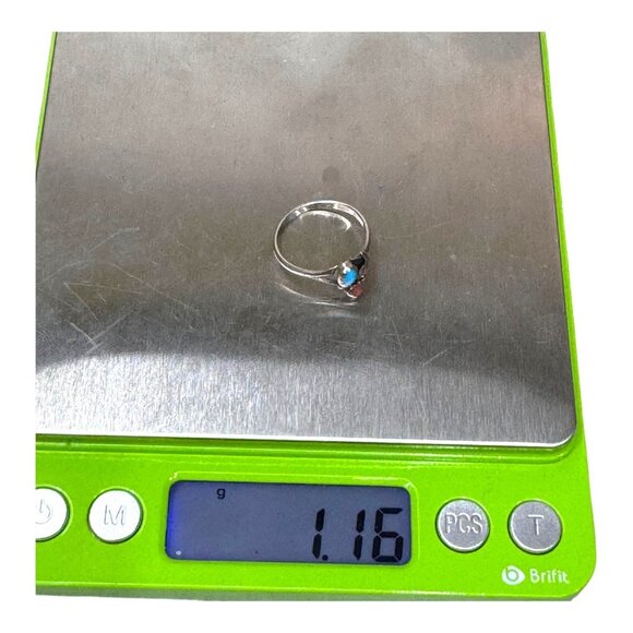 Vintage Navajo Old Pawn Turquoise Coral Sterling Silver Artisan Ring SW 5.75 - Picture 10 of 10